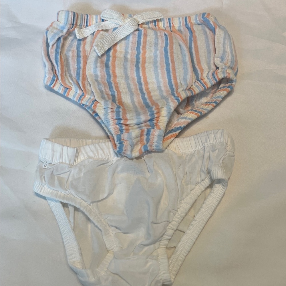 “Bundle 10/$13” baby bgosh 6M Striped and White baby girl bloomers lot